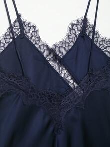 Seelio Nueva Llegada Moda Mujer Encaje Decoración Parte Superior Estilo Lencería Sexy Verano - Azul Marino - Ver 11