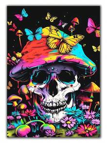 Mushroom Skeleton Butterfly 5D Diamond Painting Kits For Adults, Diamond Art Diamond Painting Full Drill Crystal Rhinestone Embroidery Craft Kits For Home Wall Decor Gifts - Multicolor - View 2