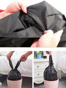 100pcs/50pcs/5pcs Thick & Large Black Garbage Bags, Kitchen Trash Bags, Vegetable Bags, Suitable For Paper, Plastic, Bottles, Newspapers, Lawn, With Handle T-Shirt Bags, Bulk Plastic Bags - Multicolor - View 8
