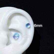 1件装梦幻渐变半圆形耳骨钉，钛钢耳钉，创意优雅女士耳饰 - 彩色的 - 查看 14