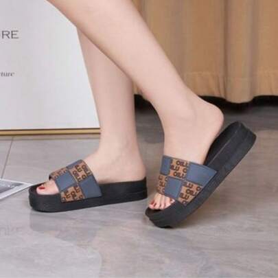 Chanclas de plástico para mujer para primavera/verano, para el dormitorio y la oficina, calzado informal para niñas, sandalias de playa cómodas con suela gruesa.