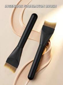 OEIEZ Professional Korean-Style Liquid Foundation Brush, Flat & Soft Bristles, Suitable For Liquid Foundation And Cream Makeup, Achieve Seamless Application (Black) - Black - View 2