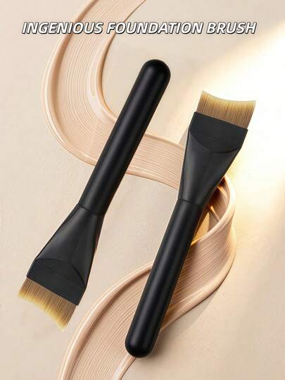OEIEZ 专业韩式粉底液刷，扁平柔软刷毛，适用于粉底液和膏状彩妆，打造无瑕妆容（黑色）