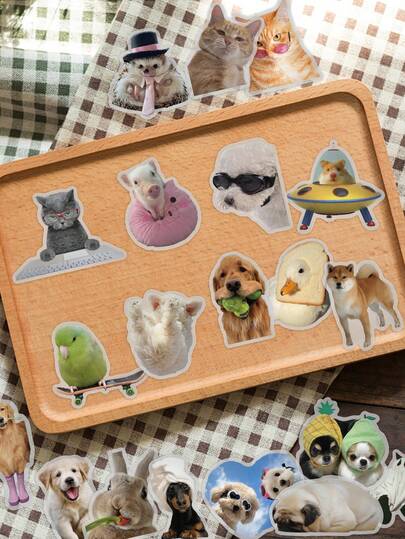 50 sztuk uroczych naklejek ze zwierzętami, materiał PET, urocze, kreatywne wzory, idealne do albumów, notatników, butelek na wodę, gitar, bagażu, na imprezy, koperty, biurka, jako dekoracja prezentów - zabawne naklejki