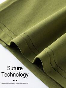 1pc Men's Compression Long Sleeve Fitness Top, Tight Core Workout Base Layer Spring - Olive Green - View 6