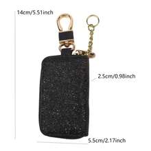 Bling Car Key Case, Leather Keyring Zipper Bag With Metal Hook, Remote Key Fob Cover, Auto Keychain Holder - Multicolor - View 4