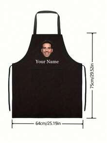 1pc Customized Black Kitchen Cooking Apron, Modern Polyester Oil-Proof Apron, Customized Kitchen Apron, Nordic Home Apron, Personalized Cooking Wear, Dust-Proof Chef Apron, Wedding Party Apron, Sleeveless Kitchen Wear, Customizable Text And Personalized Photo Cooking Utensils, Washing Gloves - Multicolor - View 12