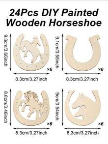 Bộ dụng cụ tự làm móng ngựa bằng gỗ 24 chi tiết, móng ngựa gỗ chưa hoàn thiện, trang trí tiệc theo phong cách miền Tây, các mảnh gỗ để sơn, quà tặng tiệc cưới, trang trí đám cưới, đồ thủ công tự làm hàng ngày, đồ thủ công sáng tạo ngẫu nhiên, trang trí nhà cửa, trang trí phòng. - Nhiều màu - Xem 10
