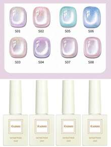 12毫升容量 2026 春夏新款女士假日礼盒套装，内含气泡水、半透明冰岛极光猫眼裸粉色仙女彩虹云锦碎片、猫眼冰透明紫金粉日记桃猫眼玻璃珠水晶石猫眼凝胶指甲油。 - 彩色 - 查看 7