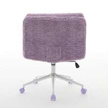 Office Chair With Wide Seat (67 Cm), Faux Rabbit Fur Upholstery, Metal Base, Swivel And Adjustable Office Chair, Dressing Table Chair (Purple), DE1875VT - Purple - View 11