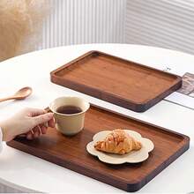 1pc Nanmu Bamboo Tea Tray, New Chinese Style Rectangular Tea Tray With Handle, Household & Hotel Tea Set Tray - Bamboo Color - View 4