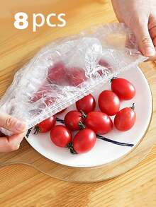 200/100片装升级版超大号一次性保鲜膜，可拉伸食品保鲜膜，适用于碗、盘、水果和蔬菜 - 透明厨房保鲜膜、防尘罩、一次性保鲜膜、淋浴喷头罩、多用途一次性收缩袋 - 無色 - 查看 11