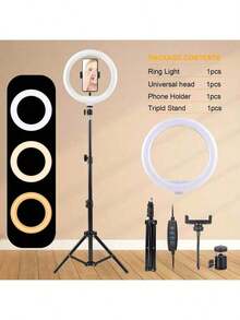 AXNEN 10-Inch LED Ring Light Kit With 43-Inch Tripod And Phone Holder, Ideal For Photography, Videography And Video Conferencing - Black - View 12