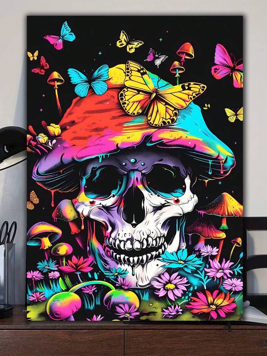 Mushroom Skeleton Butterfly 5D Diamond Painting Kits For Adults, Diamond Art Diamond Painting Full Drill Crystal Rhinestone Embroidery Craft Kits For Home Wall Decor Gifts - Multicolor - View 1