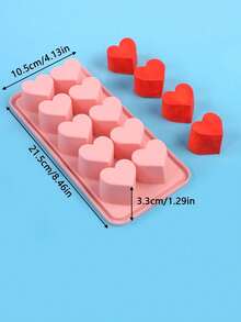 1个心形硅胶冰格模具 - 10孔心形冰格模具，适用于制作巧克力、布丁、果冻和糖果 | 柔软手工模具，适用于冰箱冷冻室，厨房配件，冰格，易脱模，可重复使用 - 彩色 - 查看 3