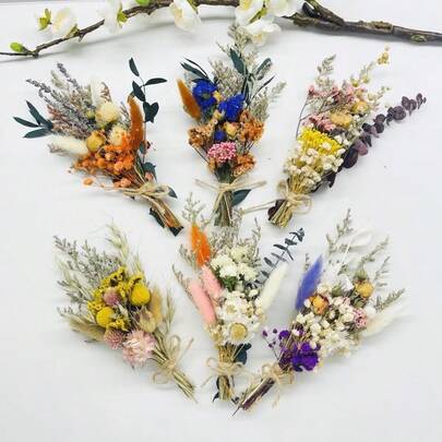 1/2/3/4/6/8/10/12/20 Pcs Natural Mini Dried Flower Bouquet, Home Decor, Cake Topper, Letterbox Gift, Bridal Bouquet Wedding Decor, Small Dried Flower Bouquet, Cake Decor