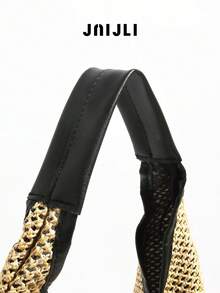 1pc Bohemian Vacation Straw Weaved Tasseled Tote Bag, Shoulder Bag, Casual Large Capacity, Versatile For Daily Commute, Fashion Casual, Tourism, Beach, Wedding - Màu Khaki - Xem 4