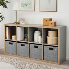 Foldable Rattan-Look Storage Basket, Collapsible Minimalist Laundry Bin, Square Toy & Snack Organizer - Multicolor 1 - View 9