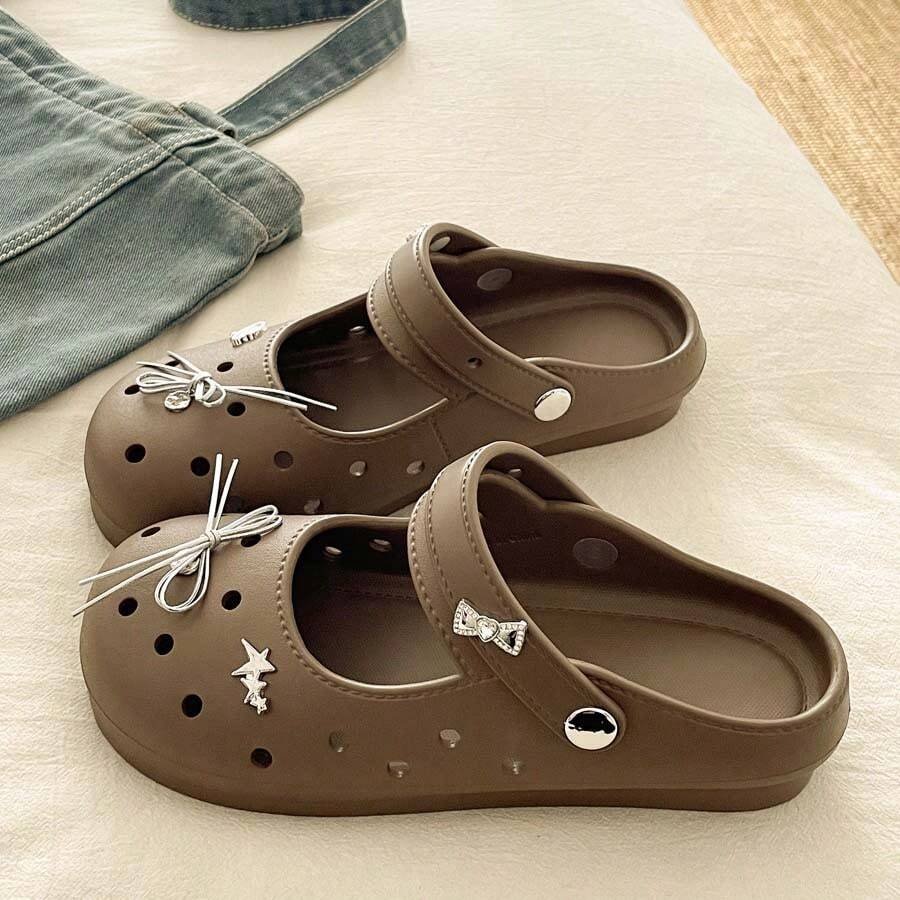 Sandal Rumah Dalam Ruangan INS Serbaguna Terbaru untuk Wanita, Sandal Selop Lucu yang Nyaman untuk Perjalanan Luar Ruangan - Warna coklat - View 1