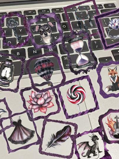 50/250pcs Dark Style Photo Frame Stickers For Scrapbooking, Phone Case, Notebook, Diary, Tablet, Luggage, Guitar, Skateboard, Musical Instrument Decoration