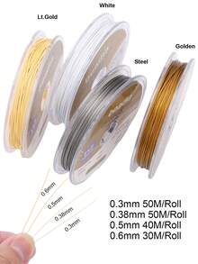 1/4 cuộn dây thép không gỉ 304 7 sợi màu vàng và bạc - Dây thủ công siêu mềm dẻo với độ dày siêu mỏng 0.3mm-0.6mm, độ bền chắc chắn để làm vòng cổ & vòng tay, các dự án DIY xâu hạt, dây dùng để làm trang sức, tạo vòng tay, thủ công không cần bảo dưỡng (1/4 cuộn) - dây - Xem 3