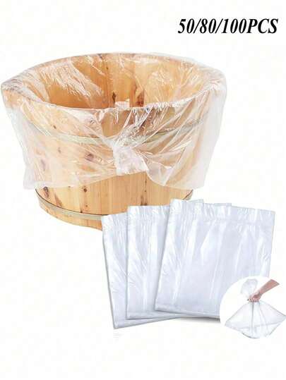 50/80/100/200片装一次性足浴袋，便携式足浴盆内衬袋，塑料足浴袋，大号薄款足浴袋，适用于足浴、酒店、家庭使用，足部护理工具，足浴袋，旅行装