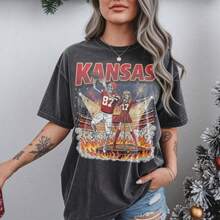 Vintage Kansas City Football T-Shirt, Retro  Graphic Tee, Old School 90s Football Shirt, KC Ga - Black - View 1