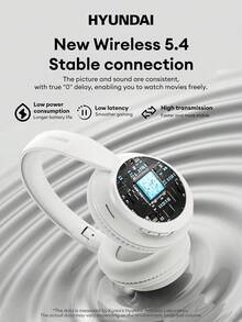 现代HY-T02MAX蓝牙耳机，带便携包，5.4 HIFI高清音质，低音浑厚，精准降噪，内置麦克风，适用于音乐、运动、游戏，低延迟，超长续航，简约商务无线耳机，兼容智能手机和平板电脑。 - 米色+收納袋 - 查看 5