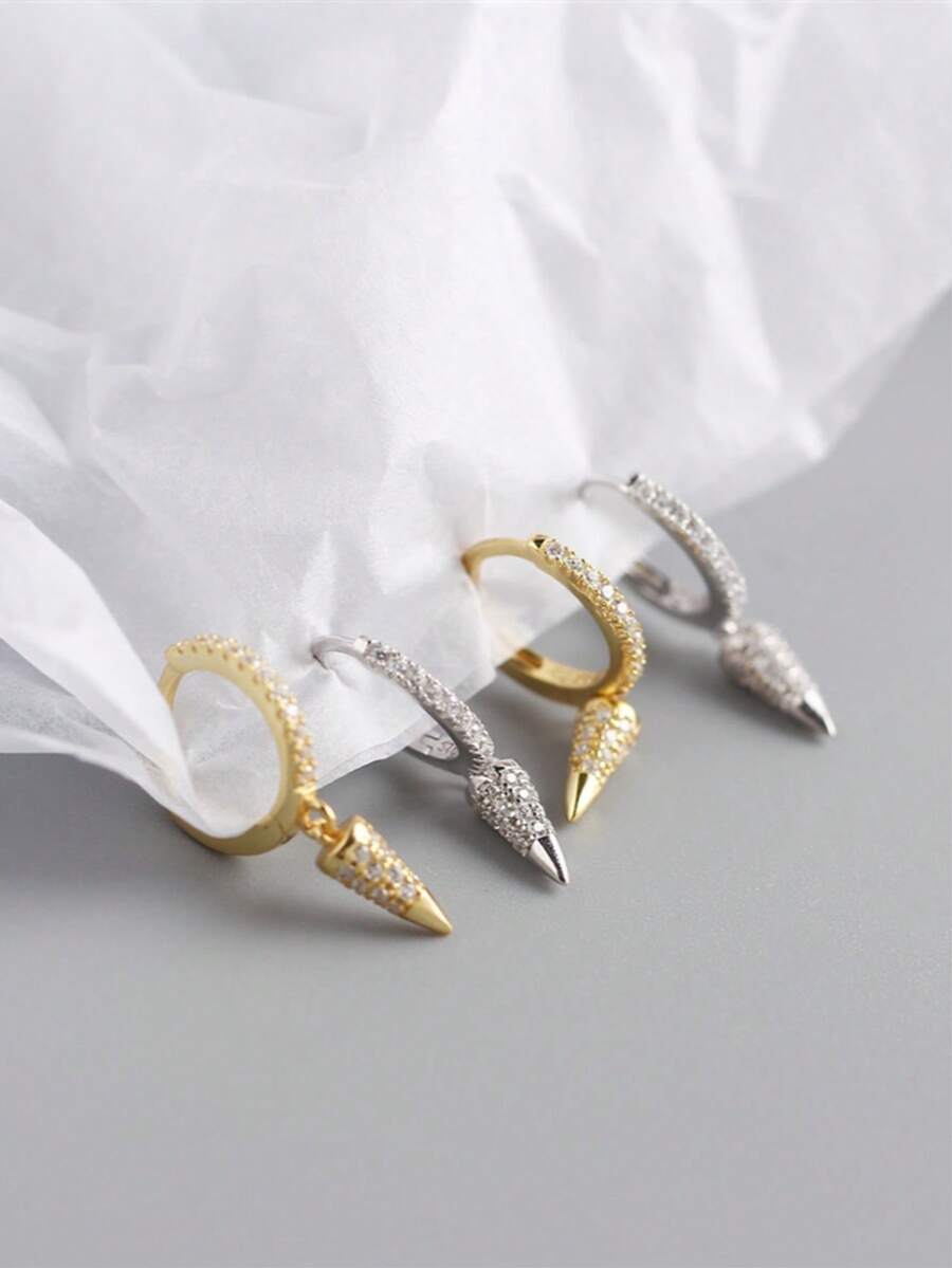 1对时尚奢华小众设计垂坠耳环，百搭日常佩戴首饰礼品 - 幾何型 - 查看 1