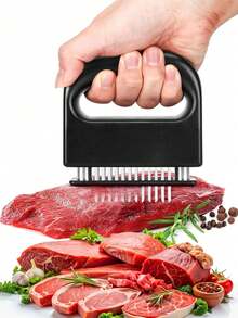 1个肉锤，肉松针 - 配有48根松肉针，符合人体工程学的手柄，牛排嫩肉器，厨房嫩肉器，嫩肉锤，厨房嫩肉工具，适用于牛排 - 彩色 - 查看 13