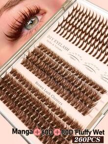 Rikuaild 三合一棕色假睫毛套装，包含60D/80D/100D柔软保湿单根假睫毛、睫毛胶水、镊子，在家DIY打造精致妆容，196/228/260片柔软蓬松浓密睫毛嫁接套装，持久耐用的卡通风格尖刺单根假睫毛套装，新年和圣诞节送给女性的理想礼物 - 彩色 - 查看 17