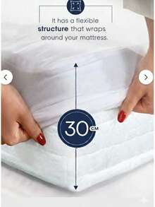 发现干净、舒适床的秘密 - 100％防水床垫保护套 - 柔软、透气、无噪音 - 完美适合单人床和双人床，有 120x200 厘米、160x200 厘米和 180x200 厘米尺寸可供选择，完美适合单人床和双人床。 - 白色 - 查看 5