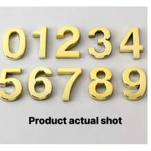 1个4英寸（101毫米）实心黄铜金属门牌号、公寓号码牌、邮箱地址牌、室外门牌号 #0-9 - 金色 - 查看 12