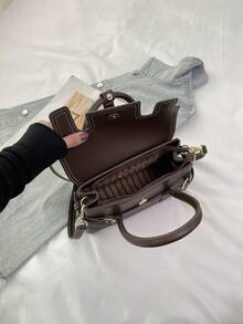 女士手提包，时尚优雅设计，高品质，可作单肩包使用，适合购物和通勤，咖啡色 - 咖啡 - 查看 7