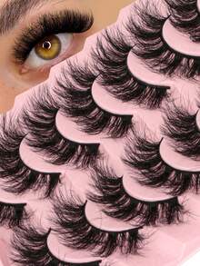 7 Pairs Faux Mink Eyelashes Soft Comfortable Wispy Volume Cat Eye Lashes Natural Look False Lashes Natural Born-Like False Eyelashes Daily Wear 3D Curl Dramatic Full Strip Lashes Extension Makeup Tools Strip Lashes, Easy To Apply For Beginners, Suitable For Both Daily Light And Heavy Makeup,Lashes, Eyelashes, Fake Lashes - Black - View 5