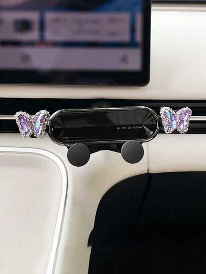 Bilens mobiltelefonfäste Bilens luftuttag Navigationsfäste Rosett Kreativ bilinredning Dam Vitt gravitationsfäste för mobiltelefon