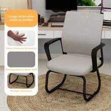 2 Dining Chairs, Polyurethane Seat, Rattan Backrest, Living Room Chair, Bedroom Chair - Grey+Black - 查看 3
