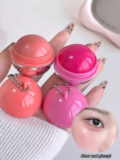 บลัชออนเนื้อครีม, บลัชออนน้ำผลไม้ทรงกลม, เหมาะสำหรับริมฝีปากและแก้ม, กันน้ำ, สีชัดเจน, สีสากล, ให้ความกระจ่างใส, ของขวัญแต่งหน้าวันวาเลนไทน์ที่สมบูรณ์แบบ