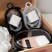 Cute Clear Organizer Keychain Bag For Earbuds And Charging Cable - White - View 7