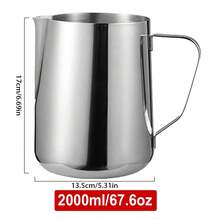 奶泡壶，67.6盎司/2000毫升不锈钢咖啡蒸汽奶泡杯，适用于意式浓缩咖啡、咖啡师、拿铁、卡布奇诺等饮品的奶泡。 - 彩色 - 查看 9