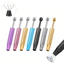 装饰美甲辅助工具穿孔球夹钳爪镊子穿孔辅助笔不锈钢珠宝拾取工具4爪拾取工具粉色芯片拾取器用于拾取小零件 - 彩色 - 查看 1