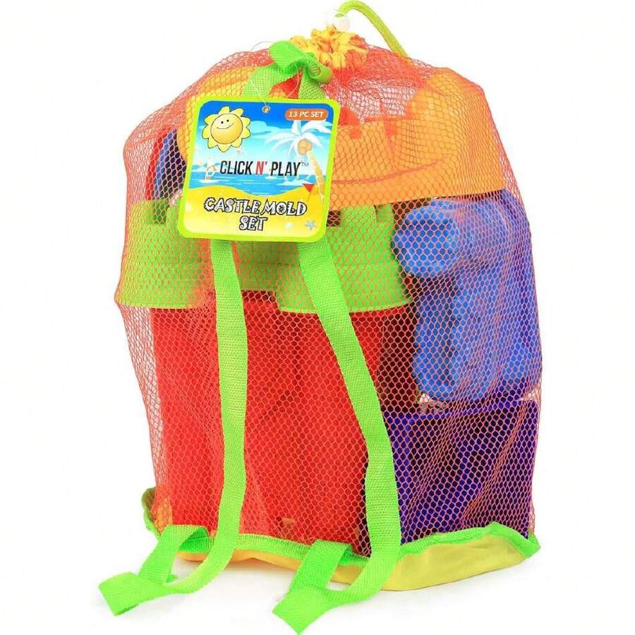 Click N' Play - Set de juguetes de playa Sand Castle Mold para niños, 13 piezas,40992156 - Azul Marino - Ver 1