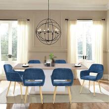 Juego de 2 sillas de comedor con brazos y cojines de tela con patas de metal duraderas para comedor azul - Negro - Ver 3