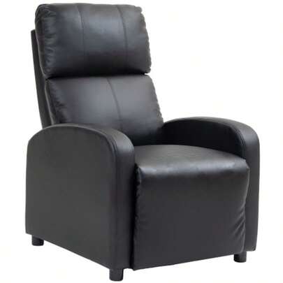 Reclining TV Armchair With Relaxation Function, In Black Faux Leather, Comfortable Lounge Chair For The Living Room And Relaxation