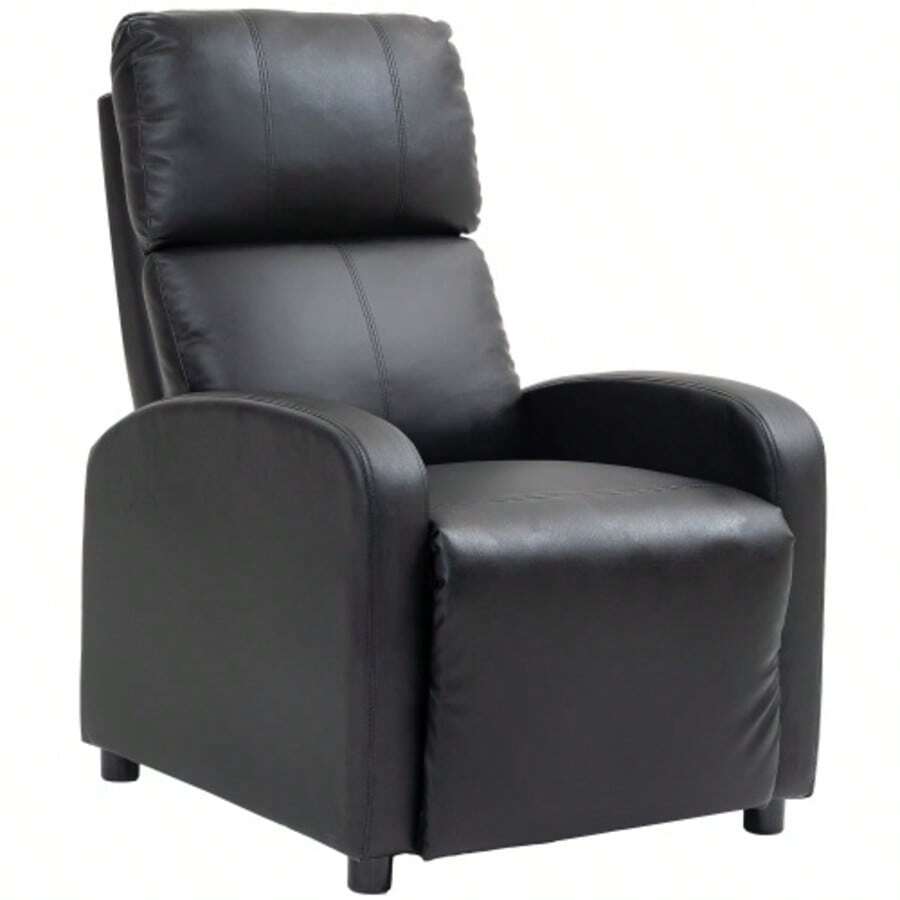 Reclining TV Armchair With Relaxation Function, In Black Faux Leather, Comfortable Lounge Chair For The Living Room And Relaxation - Black - View 1