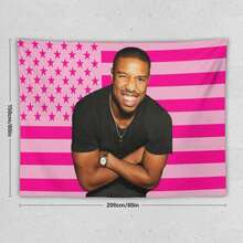 1PC Actor Michael B Jordans Printed American Flag Decorative Tapestry, Patriotic Star Spangled Banner Design, Album Tapestry, Suitable For Horizontal Wall Hanging In Bedroom, Dormitory, And Living Room, Easy To Hang, Ideal Holiday Gift For Teenagers, Dormitory Room Accessories - 1PC - 查看 10
