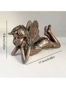 Garden Lying Fairy Statue - Antique Brass Courtyard Decoration, Suitable For Garden, Balcony And Flower Pot Decoration - Brass Fairy - View 2