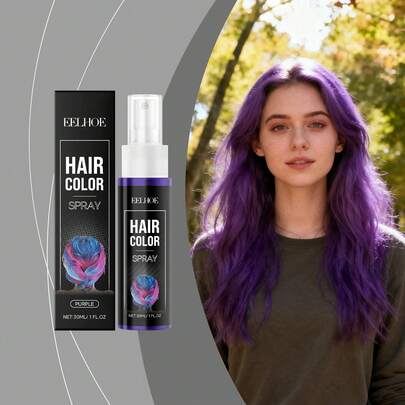 紫色临时染发喷雾 - 均匀、亮泽、自然的色彩，保湿造型喷雾