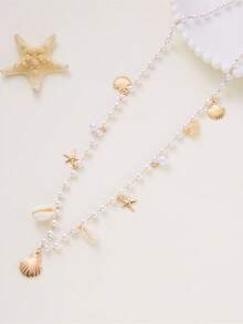 1 chiếc dây đeo eo kiểu Bohemian hình sao biển, vỏ sò và ngọc trai, thích hợp cho kỳ nghỉ biển, mặc hàng ngày, lễ hội, làm quà tặng [Phụ kiện ngẫu nhiên] - Nhiều màu - Xem 4