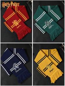 Officially Licensed Harry Potter Gryffindor & Slytherin Series Cashmere-Like Tasseled Scarf, Unisex - Multicolor - View 8